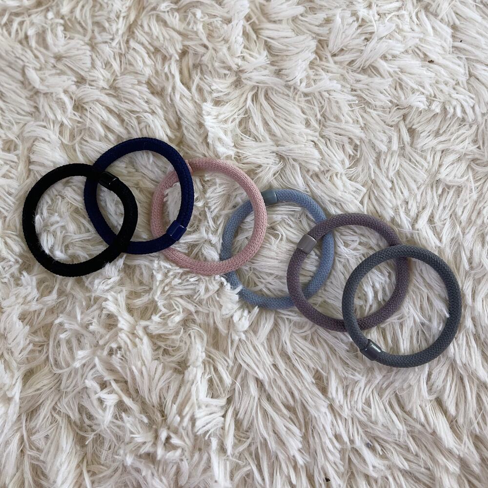 Lot of 6 Thick Elastic Ponytail Holder Rubber Bands Multi-Color Hair Ties
